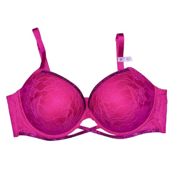 Victoria's Secret Other - Victoria's Secret Very Sexy Shine Cradle Lace Push-Up Bra Hot Pink Size 42D